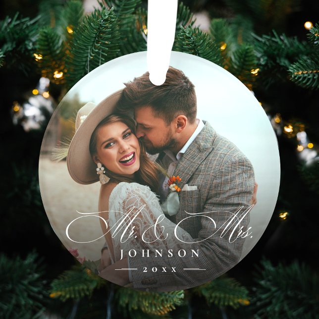 Mr and Mrs Custom Photo Wedding  Ornament (Creator Uploaded)