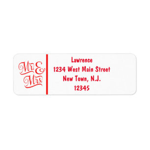 Mr. And Mrs. Custom Return Address Label