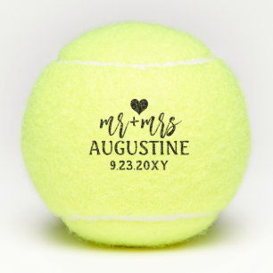 Mr and Mrs Custom Wedding Anniversary Tennis Balls