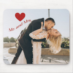Mr. and Mrs. Custom Wedding Photo Mouse Pad