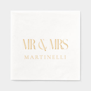 Mr and Mrs customised moder design Foil Napkins