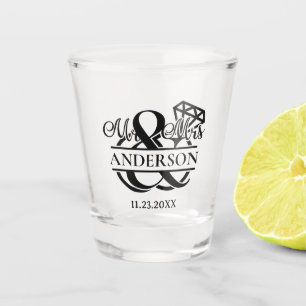 Mr and Mrs Diamond Ring Wedding Favour Shot Glass