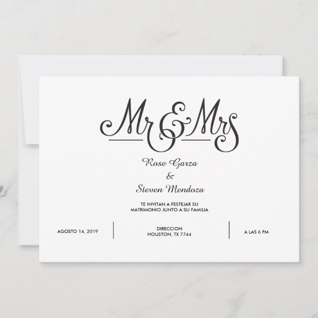 MR AND MRS ELEGANT INVITATION (Front)