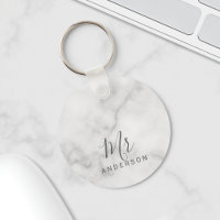 Mr and Mrs | Elegant Marble Modern Script Wedding