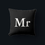 Mr and Mrs | elegant modern matching couple Cushion<br><div class="desc">"Mr and Mrs" Matching couple gift with elegant modern black and white design. Perfect for • Lovers/Couple • Newlywed • Wedding anniversary • Valentine's day • ฺBride and Groom Sweetheart Table Click on the customise it button to personalise the design by choosing the background colour you like and even add...</div>