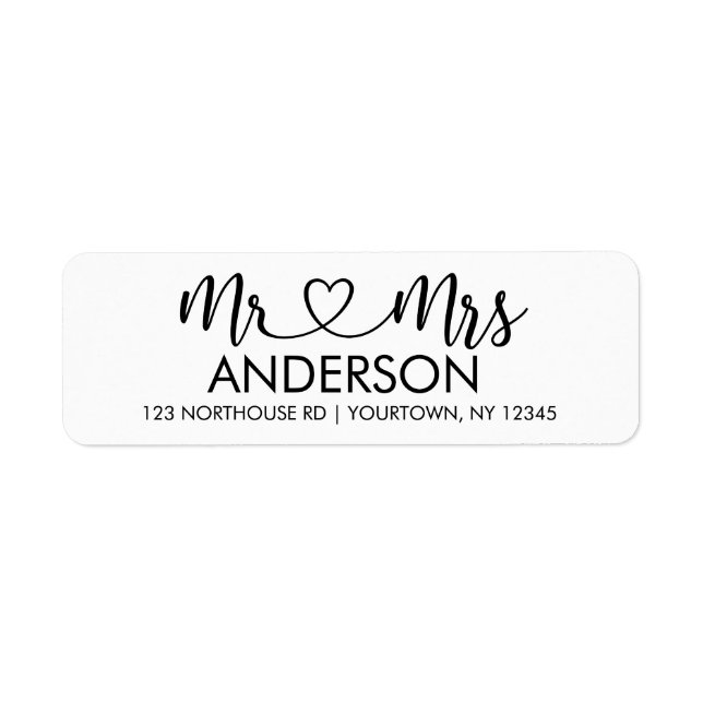 Mr. and Mrs. Elegant Script Custom Return Address Label (Front)
