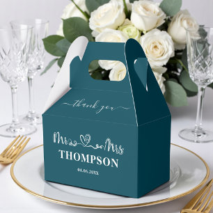 Mr and Mrs Elegant Simple Deep Teal Favour Box