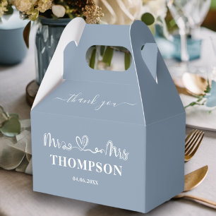 Mr and Mrs Elegant Simple Dusty Blue Favour Box