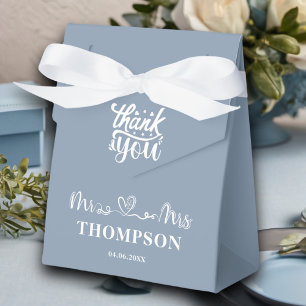 Mr and Mrs Elegant Simple Dusty Blue Favour Box