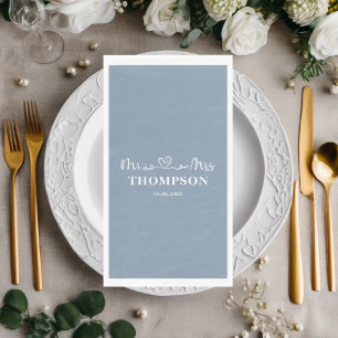 Mr and Mrs Elegant Simple Dusty Blue Napkin