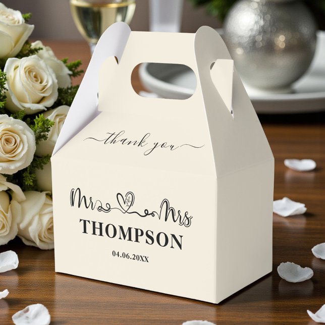 Mr and Mrs Elegant Simple | Natural White Favour Box (Creator Uploaded)