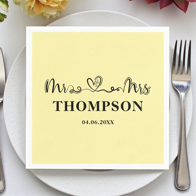 Mr and Mrs Elegant Simple | Pale Yellow Napkin (Creator Uploaded)