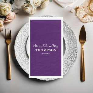 Mr and Mrs Elegant Simple Purple Napkin