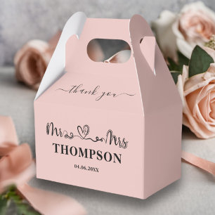 Mr and Mrs Elegant Simple Rose Gold Favour Box