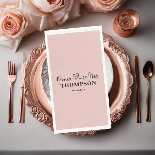 Mr and Mrs Elegant Simple Rose Gold Napkin
