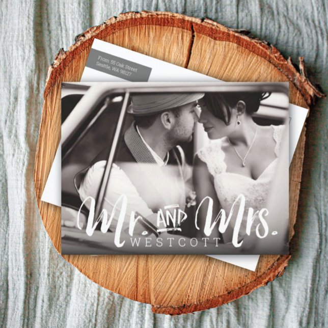 Mr. and Mrs. Eloped Wedding Photo Announcement Postcard (Creator Uploaded)