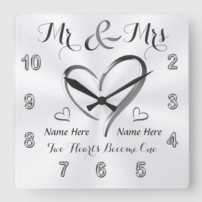 Mr and Mrs Engagement Gifts, Custom Wedding Clock (Front)