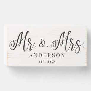 Mr. and Mrs. Family Name Wooden Box Sign
