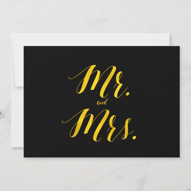 "Mr. and Mrs." Faux Gold Foil Chic Wedding Sign (Front)