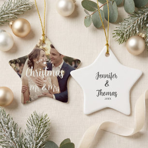 Mr and Mrs First Christmas Custom Name Keepsake Ceramic Ornament
