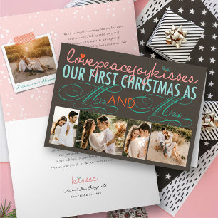 Mr And Mrs First Christmas Photo Collage Wedding Holiday Card