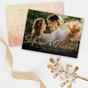 Mr And Mrs First Married Christmas Photo Wedding Foil Holiday Card