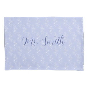 Mr and Mrs Floral Elegant Blue Pillowcase