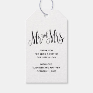 Mr and Mrs gift tag. Rustic wedding thank you Tags