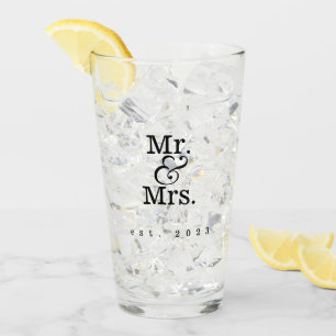 Mr and Mrs Glassware Wedding Gift Personalised Glass