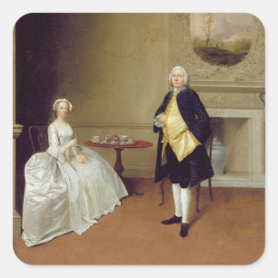 Mr and Mrs Hill, c.1750-51 (oil on canvas) Square Sticker