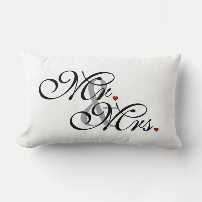 Mr. and Mrs. Husband Wife His Her Newly Weds Lumbar Cushion (Front)