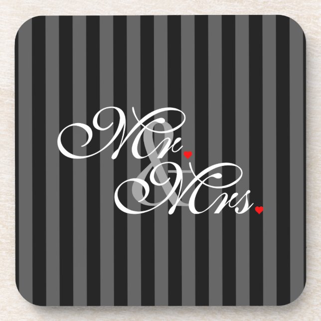 Mr. and Mrs. Husband Wife His Hers Newly Weds Coaster (Front)