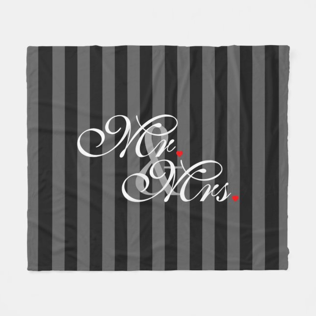 Mr. and Mrs. Husband Wife His Hers Newly Weds Fleece Blanket (Front (Horizontal))