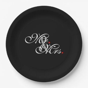 Mr. and Mrs. Husband Wife His Hers Newly Weds Paper Plate