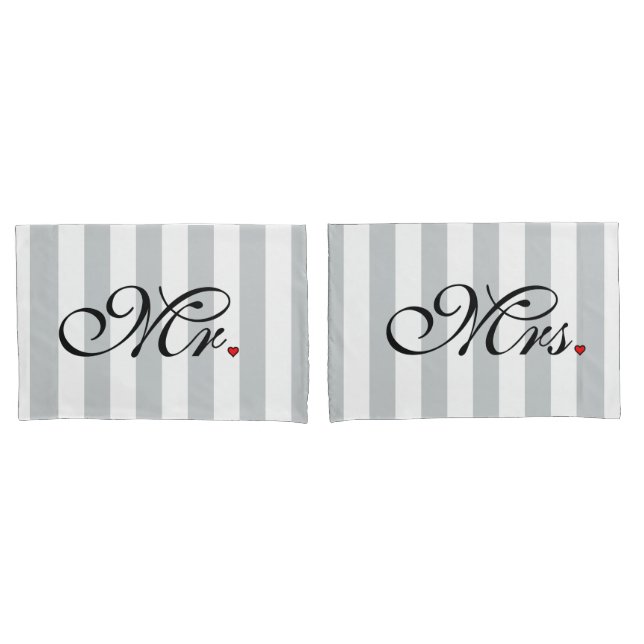 Mr. and Mrs. Husband Wife His Hers Newly Weds Pillowcase (Front-Set)