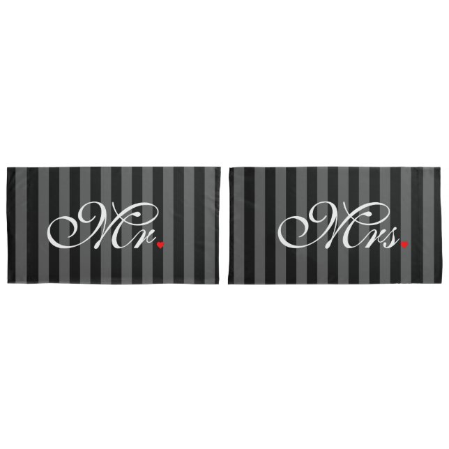 Mr. and Mrs. Husband Wife His Hers Newly Weds Pillowcase (Front-Set)