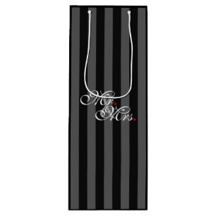 Mr. and Mrs. Husband Wife His Hers Newly Weds Wine Gift Bag