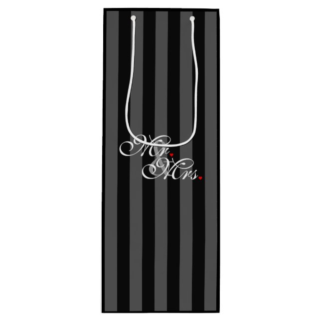 Mr. and Mrs. Husband Wife His Hers Newly Weds Wine Gift Bag (Front)