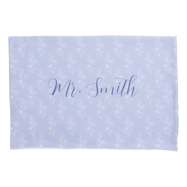 Mr and Mrs Lavender Floral Elegant Pillowcase (Front)
