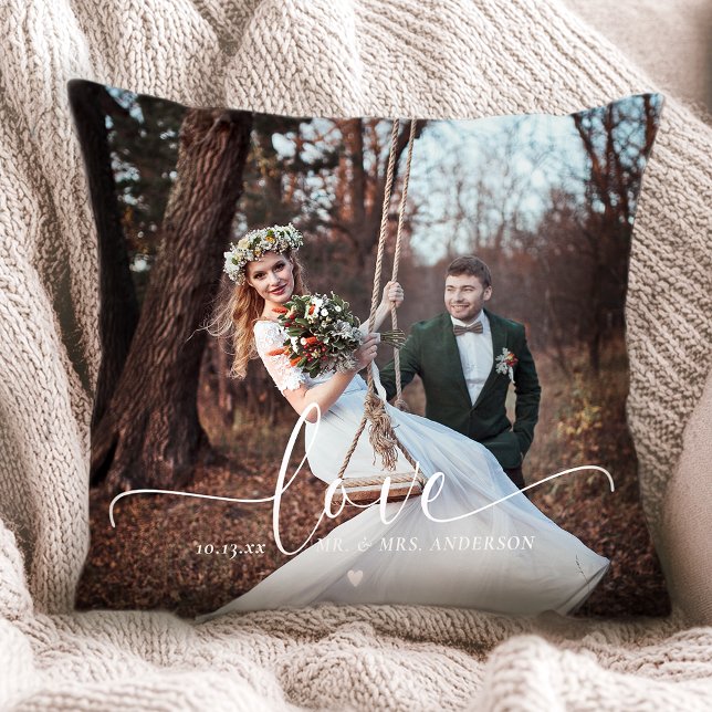 Mr. and Mrs. Love Wedding Photo Cushion (Creator Uploaded)