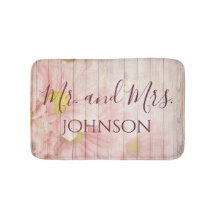 Mr and Mrs Lovely Pink Floral Bath Mat