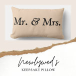 Mr. and Mrs. Lumbar Pillow<br><div class="desc">Off-white with black text. Elegant design. For your newlywed bed or sofa | Home Decor.</div>