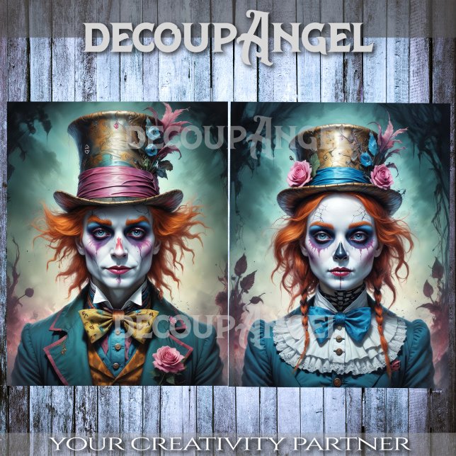 Mr. and Mrs. Mad Hatters Decoupage Tissue Paper (Creator Uploaded)