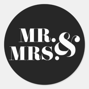 Mr and Mrs Modern Bold Wedding Favour Sticker