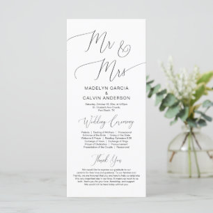 Mr and Mrs, modern classy Wedding Ceremony Program