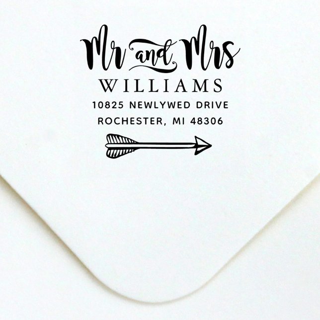Mr and Mrs Modern Handwritten Script Wedding Self-inking Stamp (Creator Uploaded)