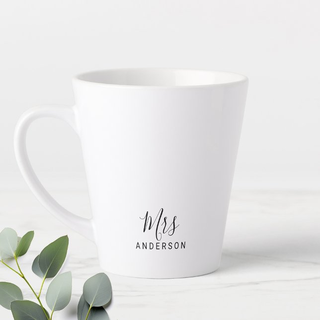Mr and Mrs | Modern Script Personalised Latte Mug (Creator Uploaded)