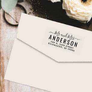 Mr and Mrs Modern Script Wedding Return Address Self-inking Stamp