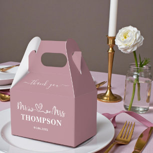 Mr and Mrs Modern Trendy Dusty Rose Favour Box