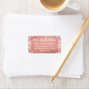 Mr and Mrs Monogram Rose Gold Holiday Address Label